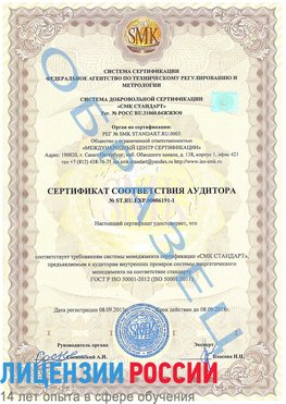 Образец сертификата соответствия аудитора №ST.RU.EXP.00006191-1 Биробиджан Сертификат ISO 50001